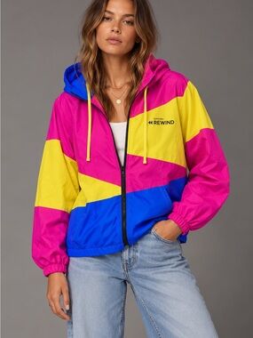 Sephora Rewind Windbreaker M Colorblock Retro 90s Y2K Streetwear Festival